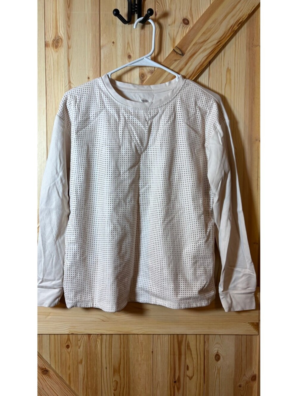 Anne Klein Women's Long Sleeve White Perforated Top Size Small